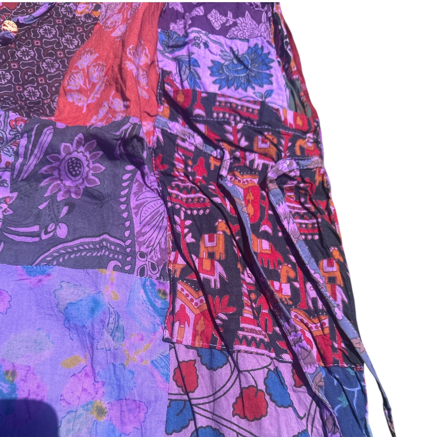 Long patchwork shorts with pockets