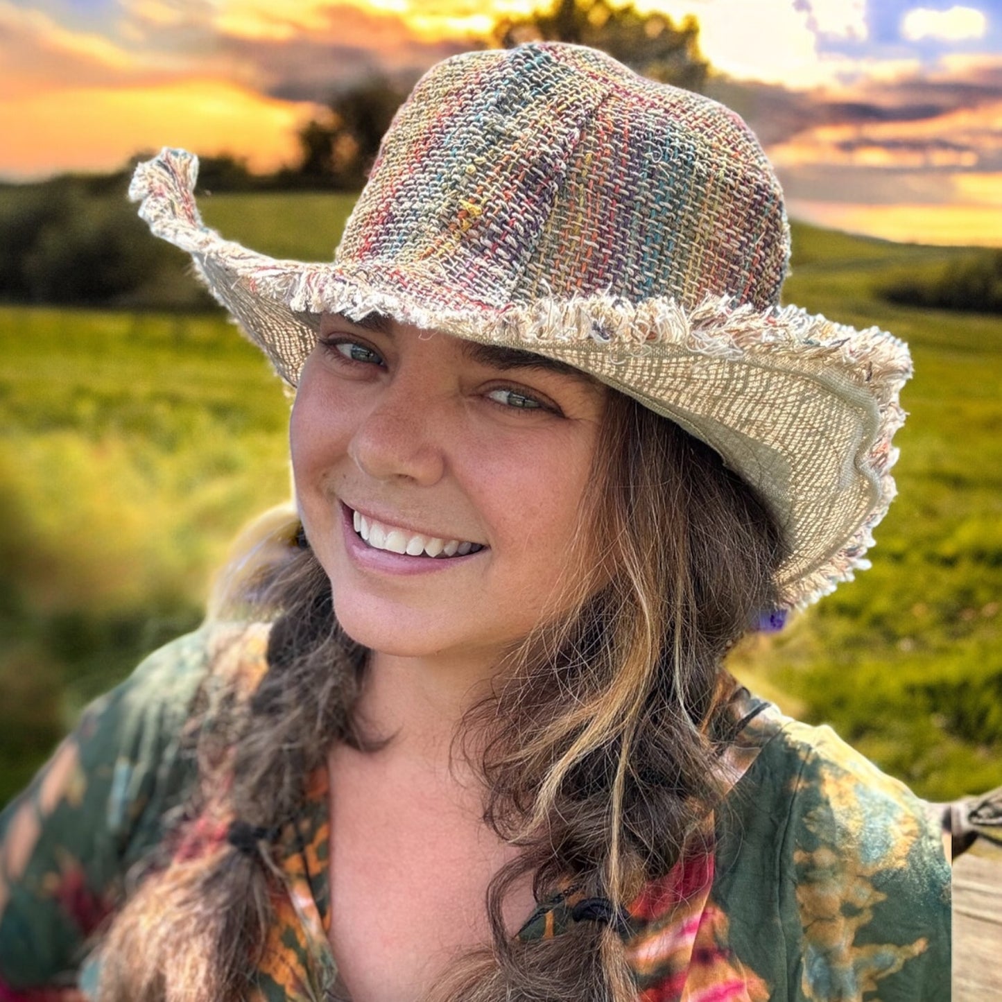 Woven Natural Hemp Hat with Stash Pocket