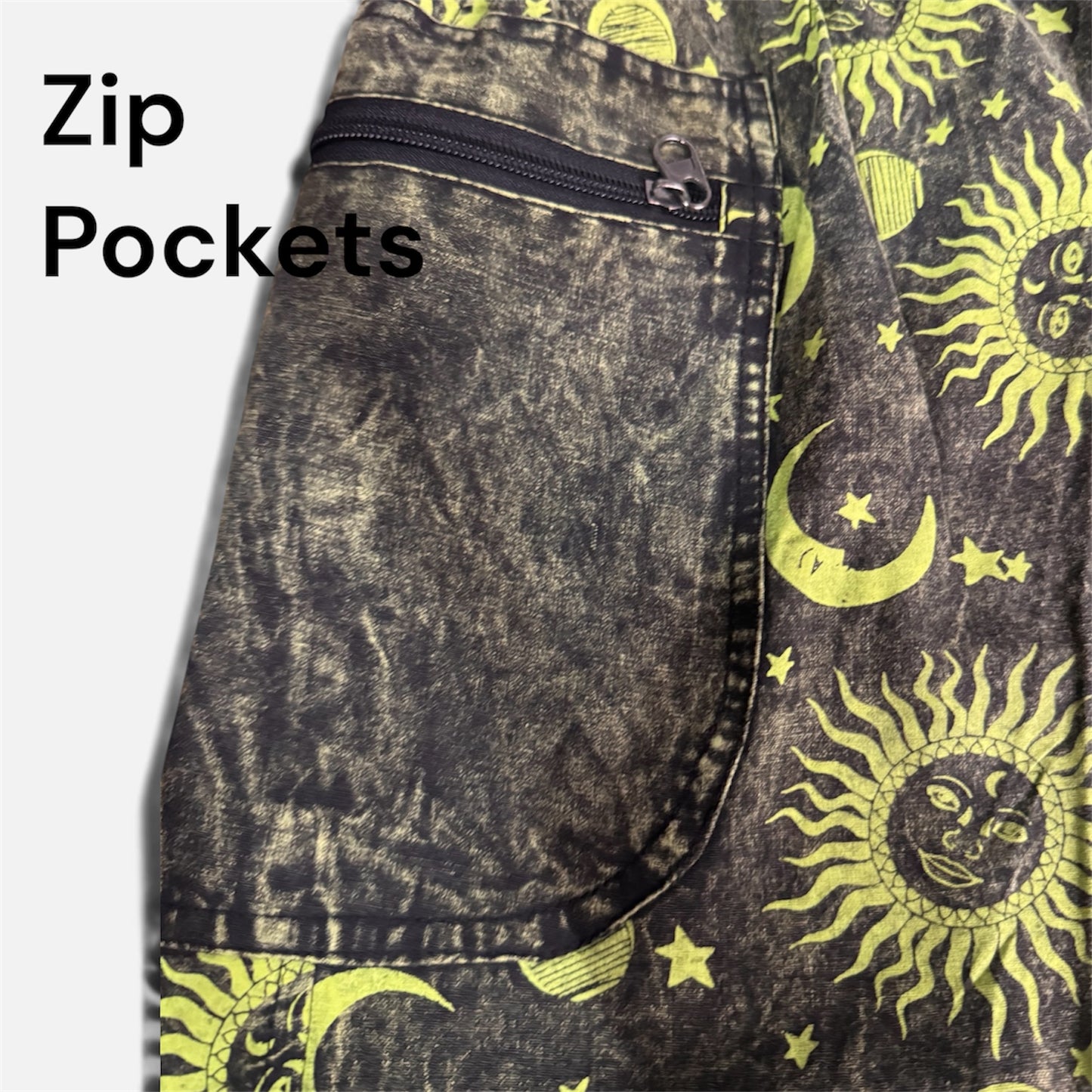 Charcoal Celestial Cotton Shorts with Zippered Pockets
