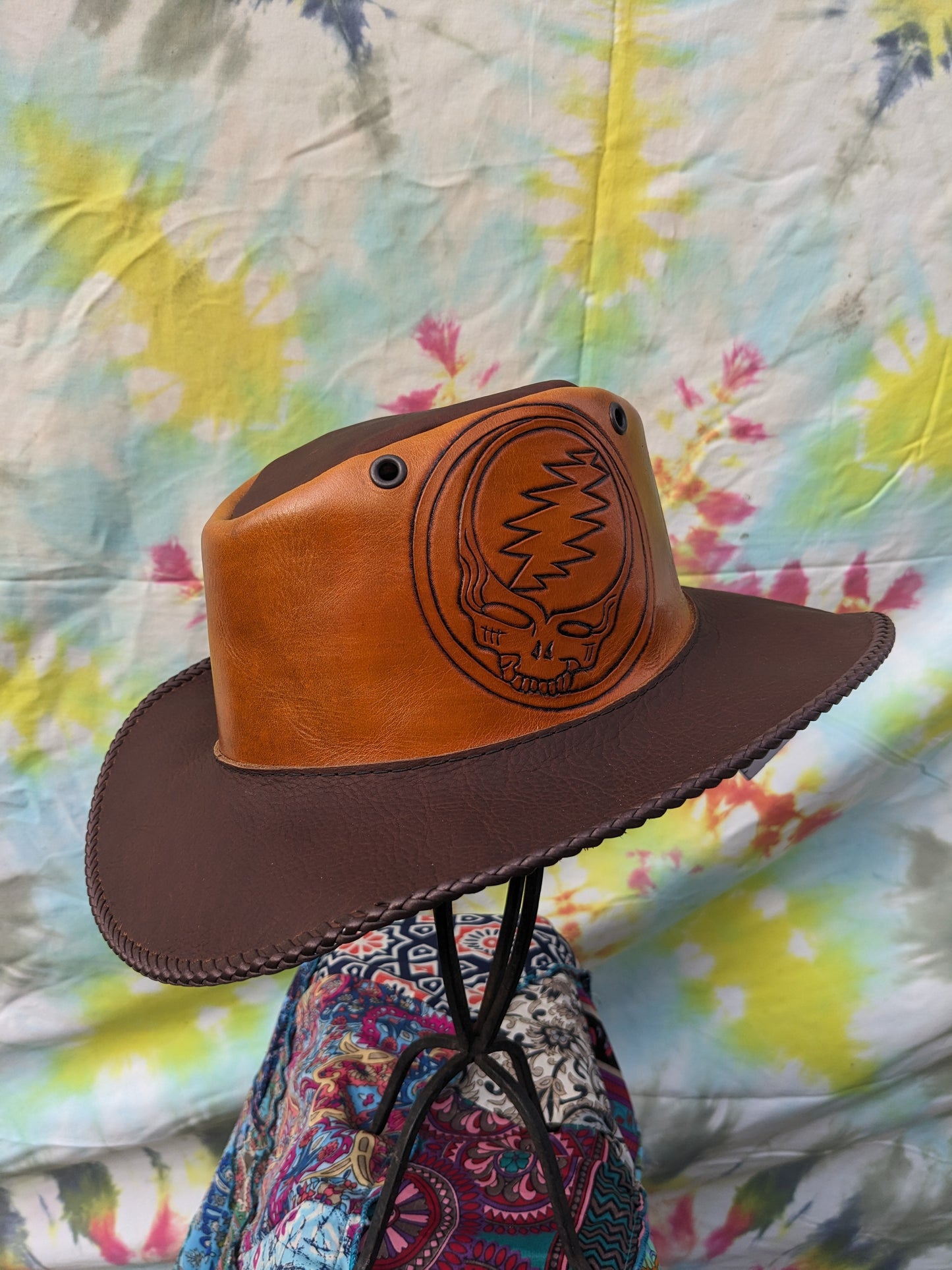 Brown Leather Stealie Hat