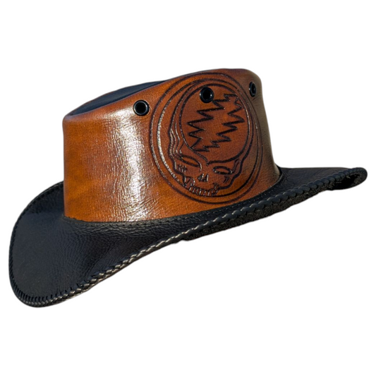 Black Leather Stealie Hat