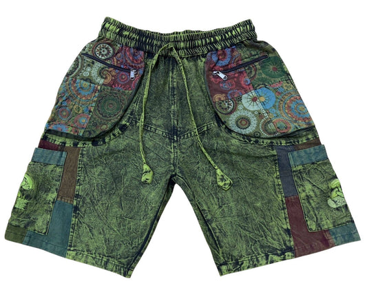 Stonewashed Olive Green Mushroom Shorts