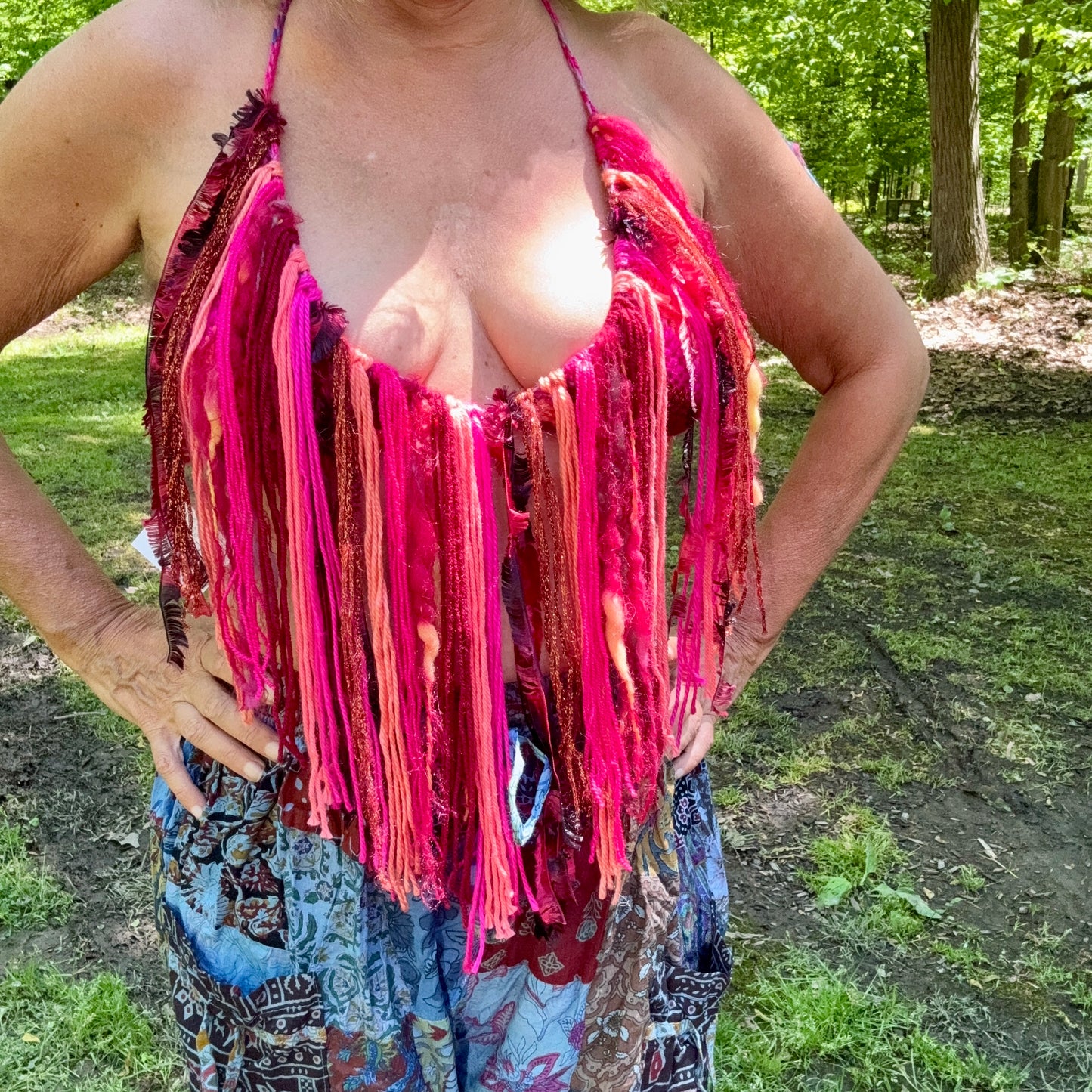 Reversible Crochet Fringe Bikini Top