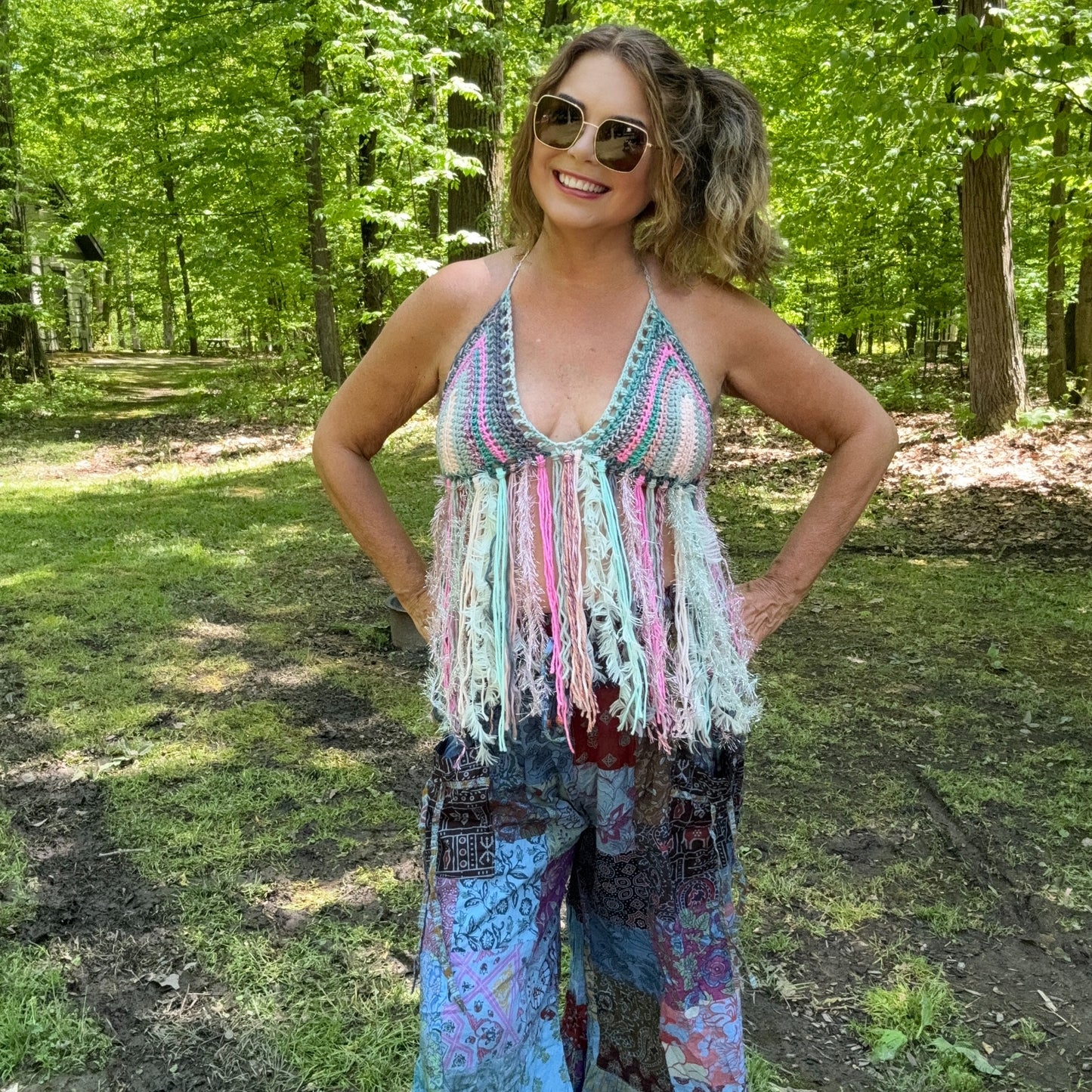 Reversible Crochet Fringe Bikini Top
