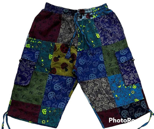 Mushroom Patchwork Long Shorts Cotton