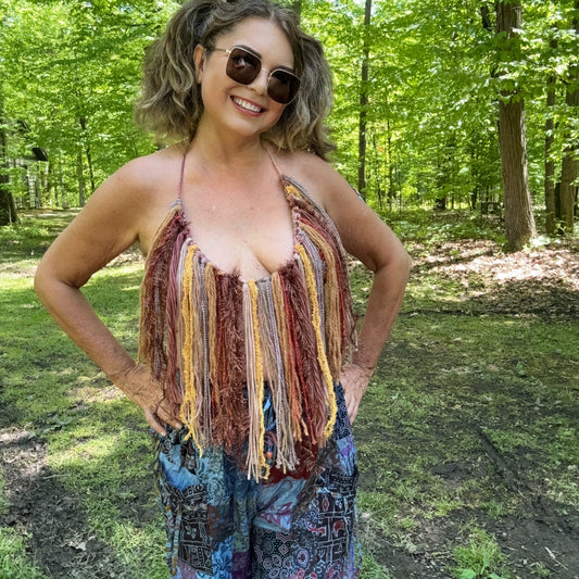 Reversible Crochet Fringe Bikini Top