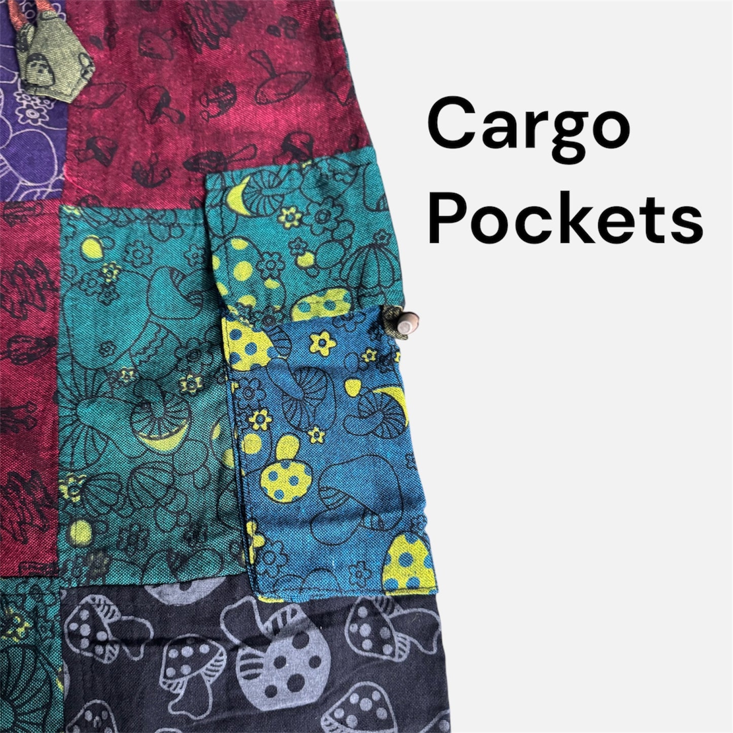 Mushroom Patchwork Long Shorts Cotton