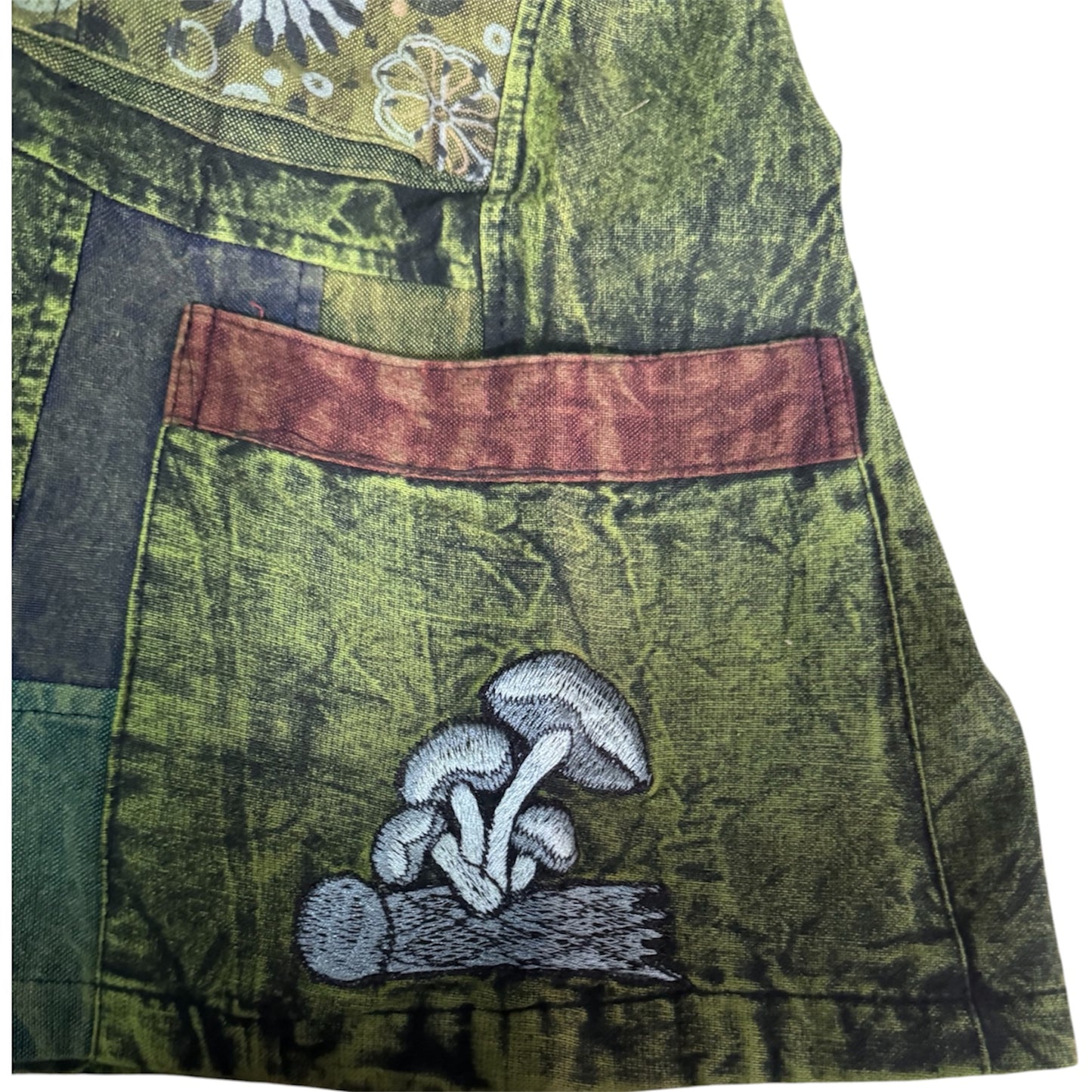 Stonewashed Olive Green Mushroom Shorts