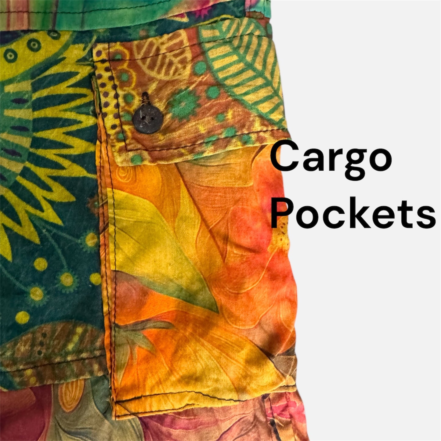 Bright Yellow Lightweight Patchwork Cargo Shorts