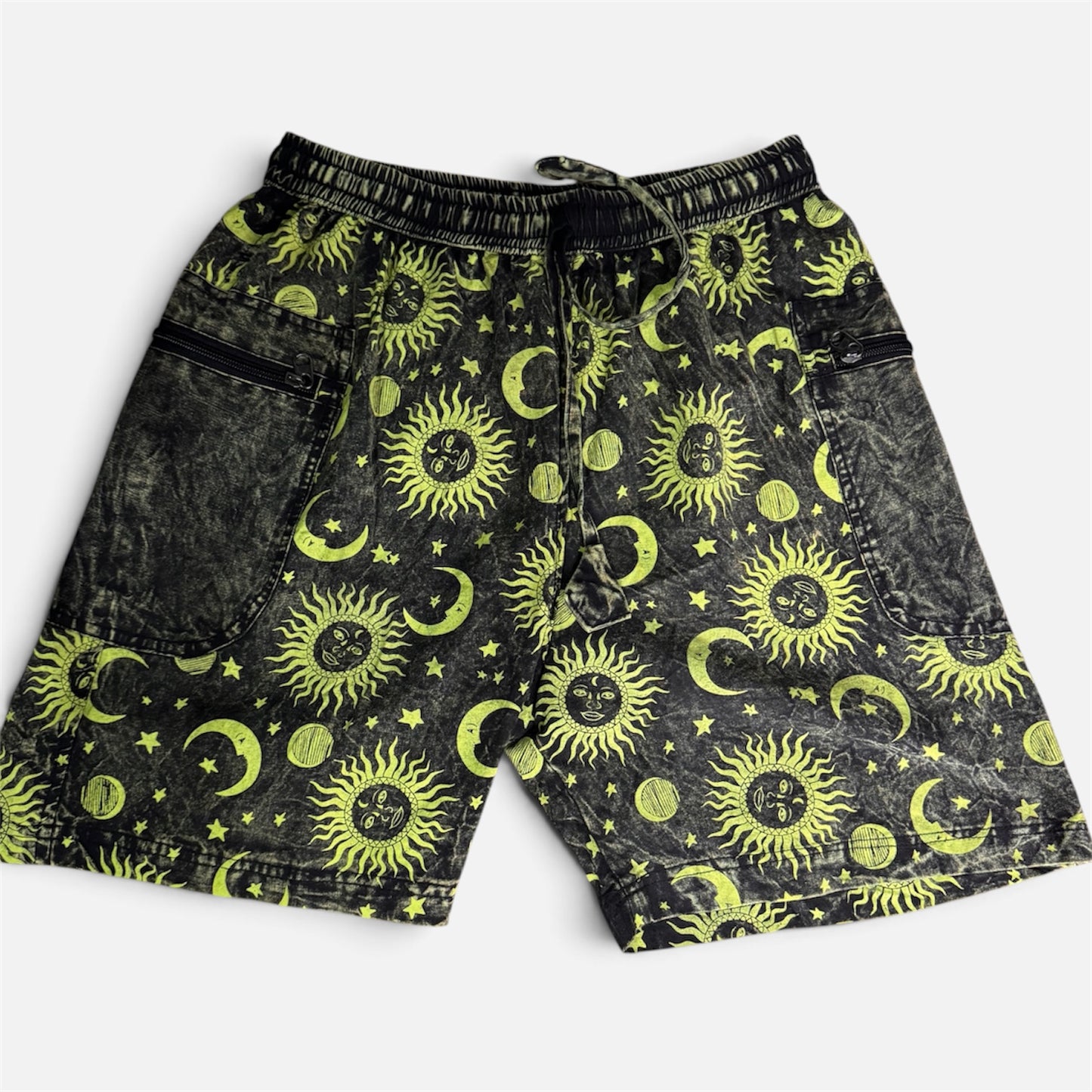 Charcoal Celestial Cotton Shorts with Zippered Pockets