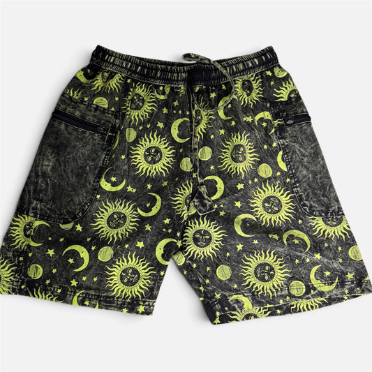 Charcoal Celestial Cotton Shorts with Zippered Pockets