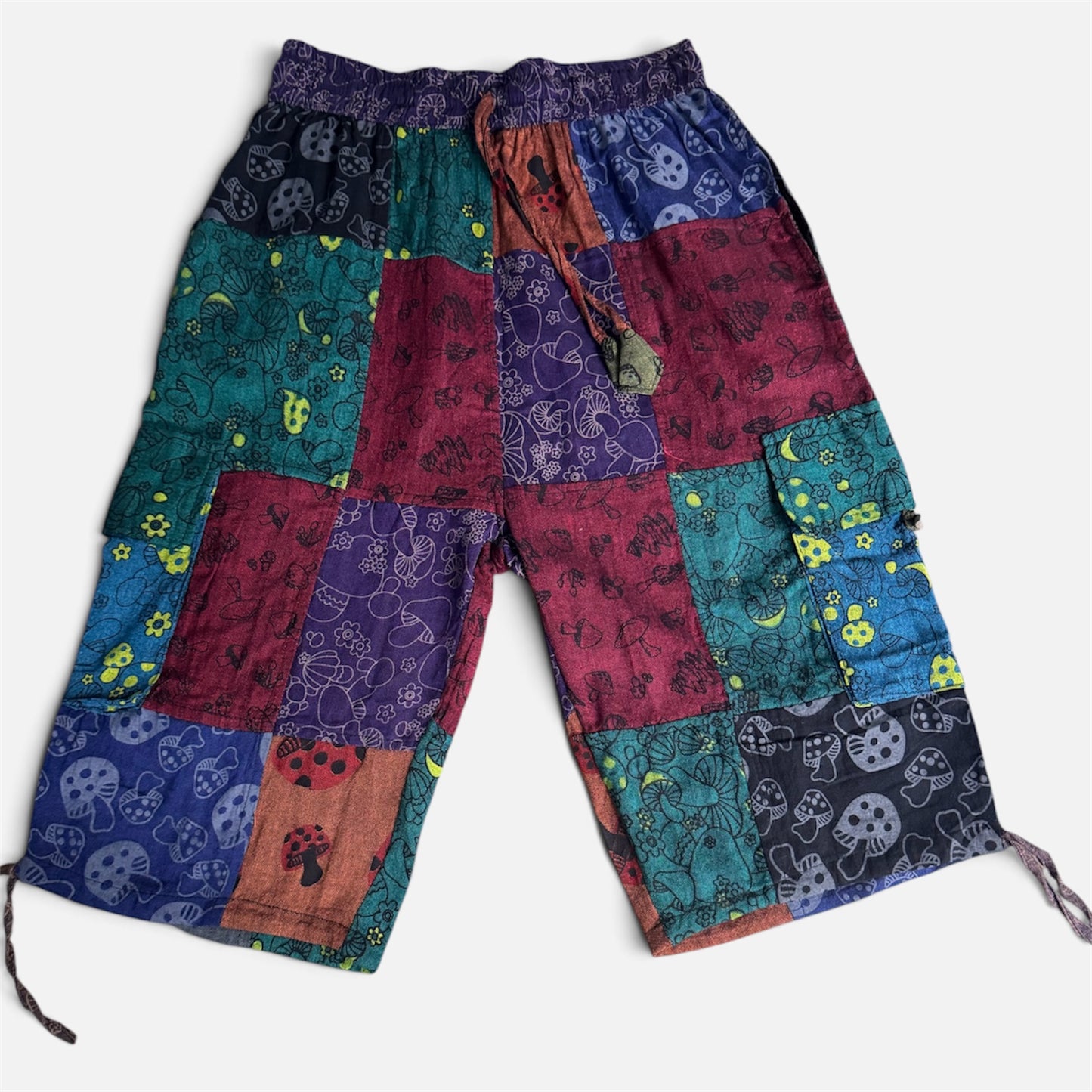 Mushroom Patchwork Long Shorts Cotton