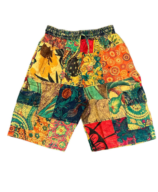 Bright Yellow Lightweight Patchwork Cargo Shorts